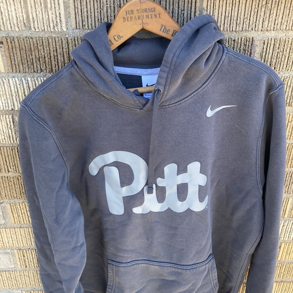 Pitt Panthers Mens Small Nike Hoodie Gray onGray Spellout Basketball Unique Flaw
